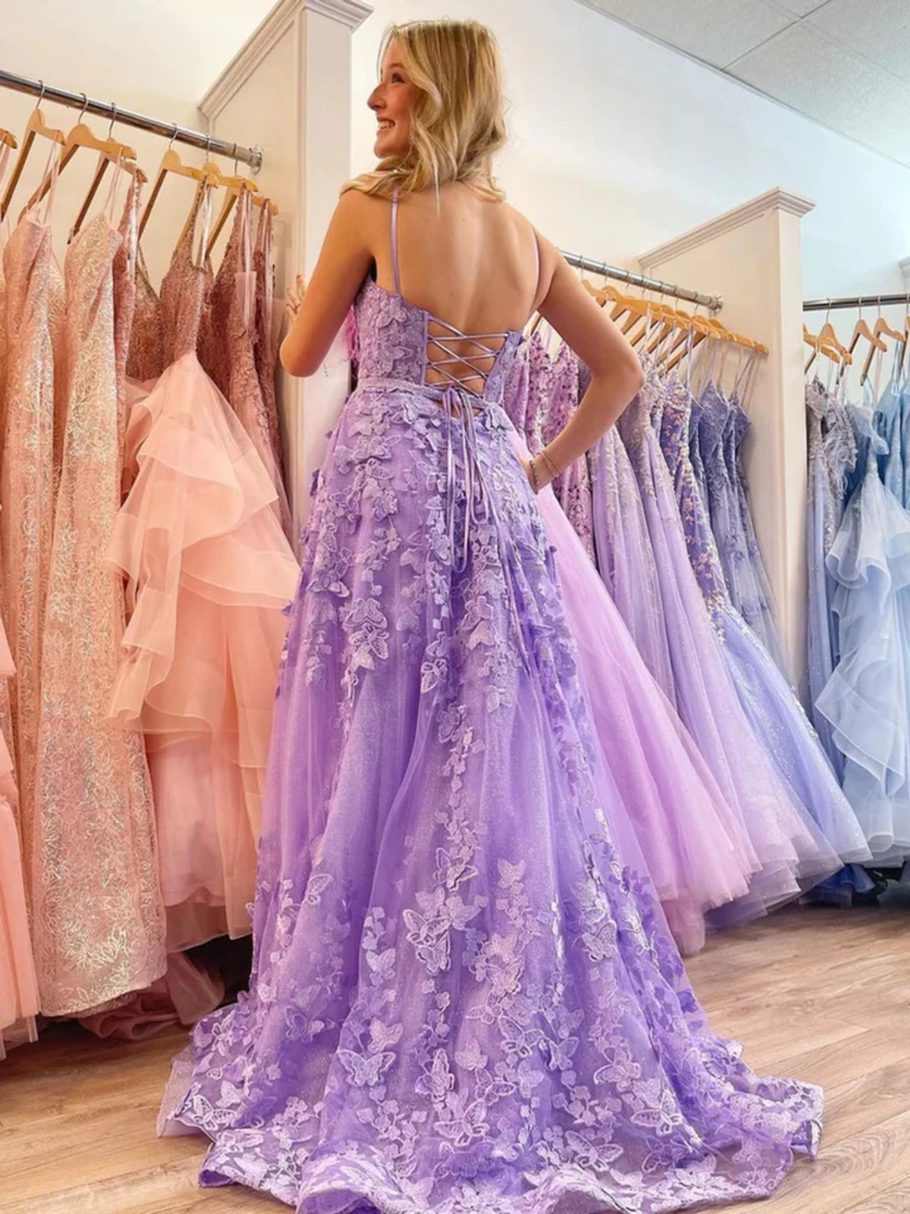 lavender tulle dress